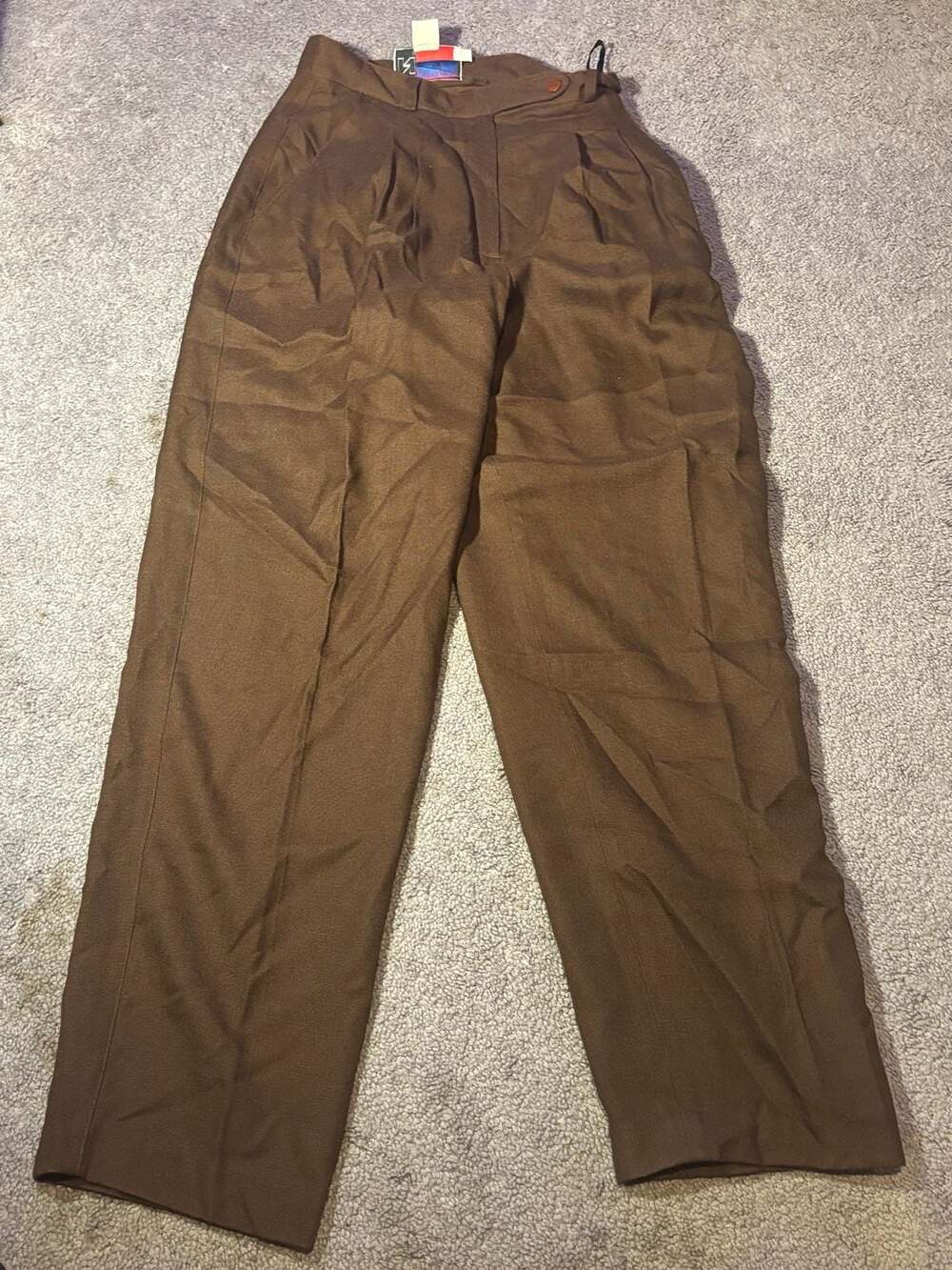 Nygård Collection Vintage Brown Pleated High Waisted Rayon Trousers 8